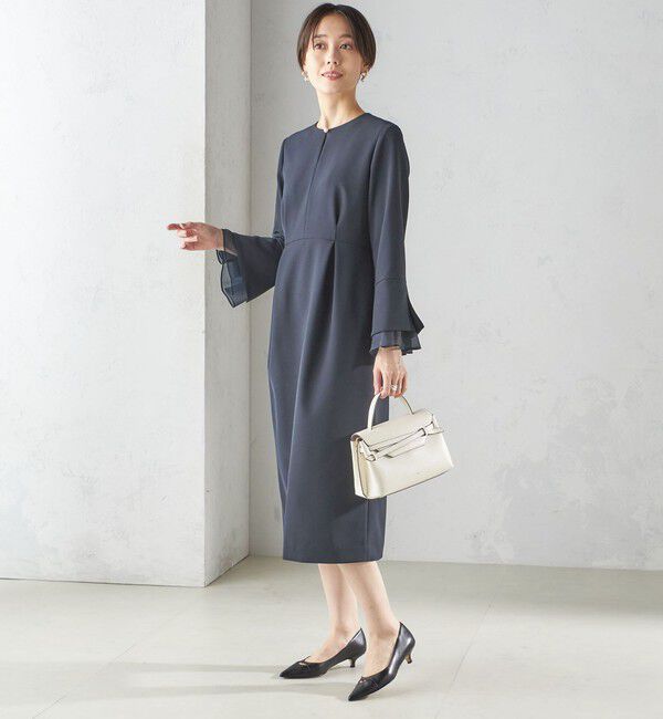 SHIPS for women「重ね着 デザイン ダブル クロス ワンピース（セレモニー対応可）」|ワンピース|