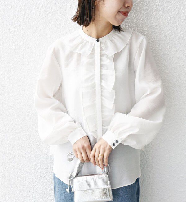 SHIPS for women「〈手洗い可能〉エアリー フロント フリル デザイン ブラウス」|シャツ・ブラウス|
