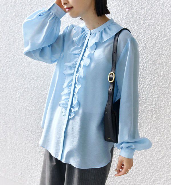 SHIPS for women「〈手洗い可能〉エアリー フロント フリル デザイン ブラウス」|シャツ・ブラウス|