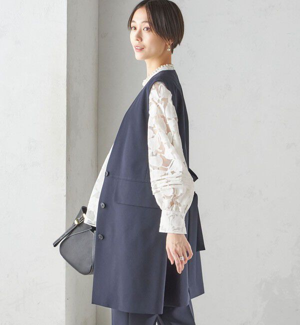 SHIPS for women「〈手洗い可能〉トリアセテート混 ロング ジレ（セットアップ対応可）」|ベスト・ジレ|