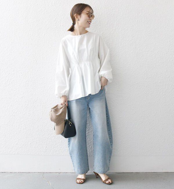 SHIPS any「SHIPS any:〈洗濯機可能〉REPREVE ギャザー パフシャツ ブラウス」|シャツ・ブラウス|