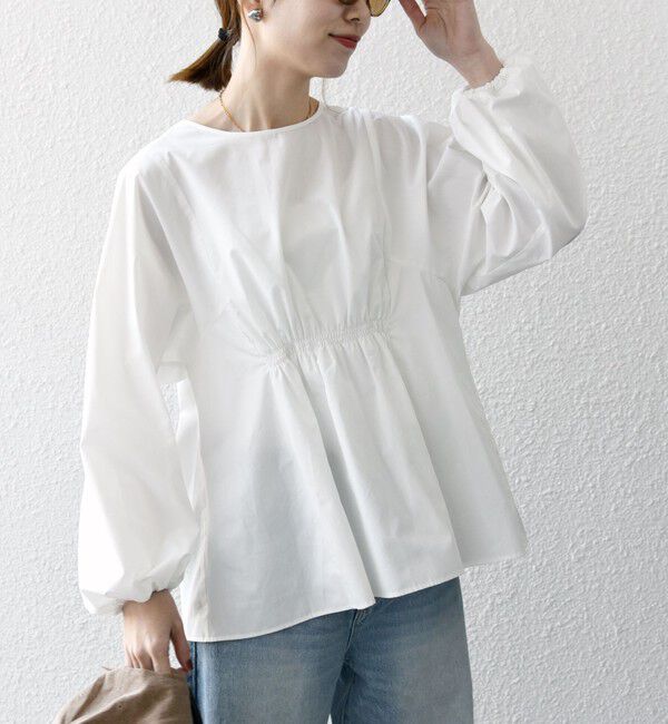 SHIPS any「SHIPS any:〈洗濯機可能〉REPREVE ギャザー パフシャツ ブラウス」|シャツ・ブラウス|