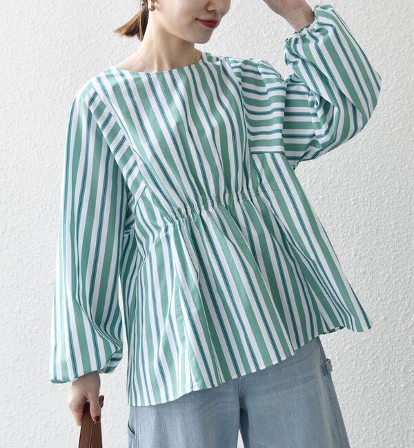 SHIPS any「SHIPS any:〈洗濯機可能〉REPREVE ギャザー パフシャツ ブラウス」|シャツ・ブラウス|