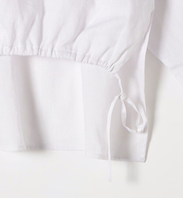 quaranciel「quaranciel:〈洗濯機可能〉リネン ミックス フロントギャザー スキッパー シャツ」|シャツ・ブラウス|