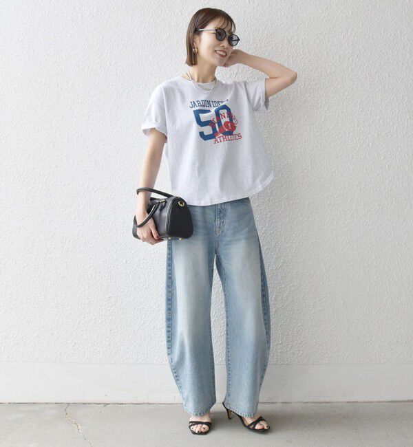 SHIPS any「【SHIPS any別注】THE KNiTS:〈洗濯機可能〉ラウンドヘム プリント ショート TEE」|Tシャツ・カットソー|