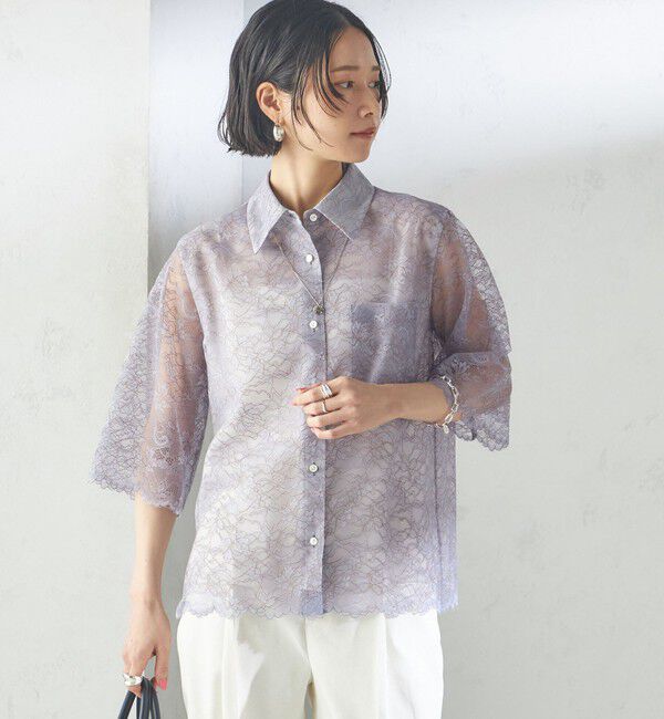 SHIPS for women「〈手洗い可能〉ラッセル レース シャツ」|シャツ・ブラウス|