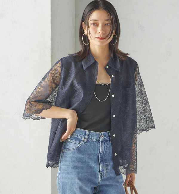 SHIPS for women「〈手洗い可能〉ラッセル レース シャツ」|シャツ・ブラウス|