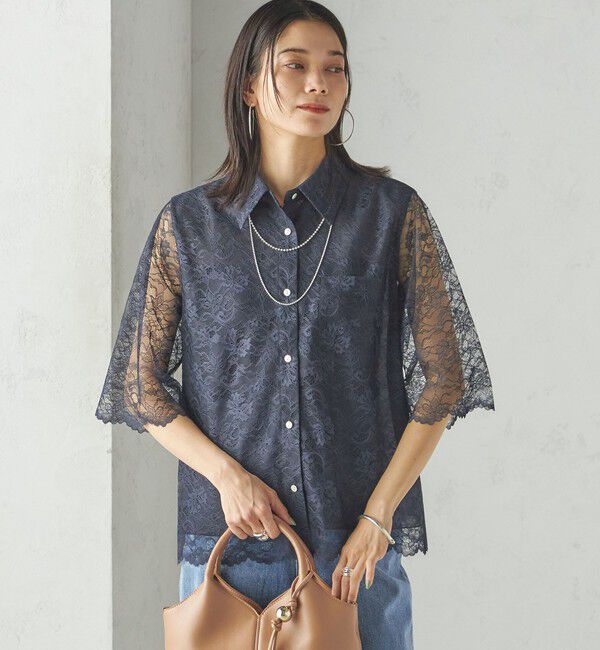 SHIPS for women「〈手洗い可能〉ラッセル レース シャツ」|シャツ・ブラウス|