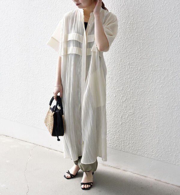 SHIPS any「SHIPS any:〈洗濯機可能〉ピンタック ジャカード シャツ ワンピース」|ワンピース|