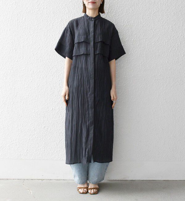 SHIPS any「SHIPS any:〈洗濯機可能〉ピンタック ジャカード シャツ ワンピース」|ワンピース|