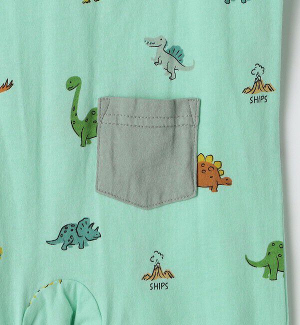 SHIPS KIDS「SHIPS KIDS:70～80cm / 恐竜 テキスタイル ロンパース」|ロンパース|