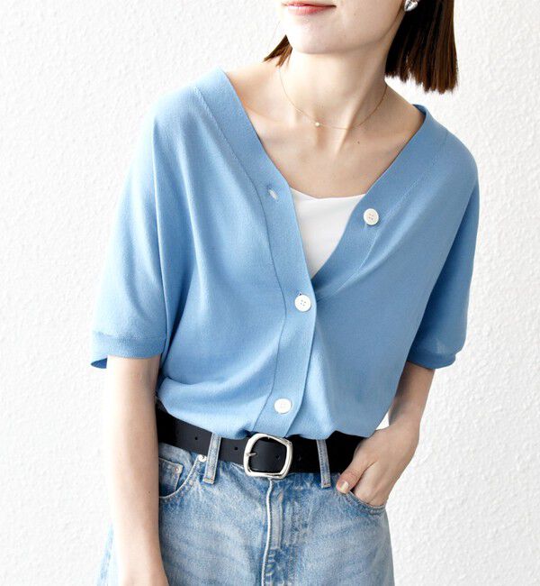 SHIPS any「SHIPS any:〈接触冷感/手洗い可能〉Vネック ドルマン ミディ カーディガン」|カーディガン|