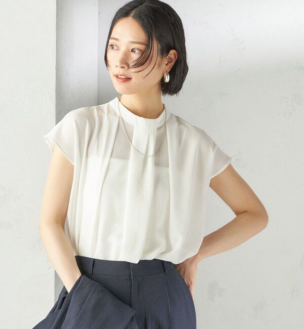 SHIPS for women「〈手洗い可能〉タック タイ フレンチ スリーブ ブラウス」|シャツ・ブラウス|