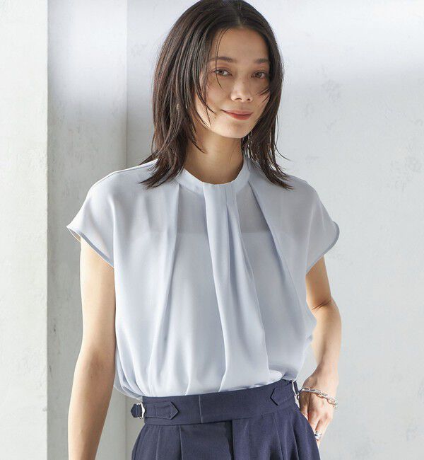 SHIPS for women「〈手洗い可能〉タック タイ フレンチ スリーブ ブラウス」|シャツ・ブラウス|