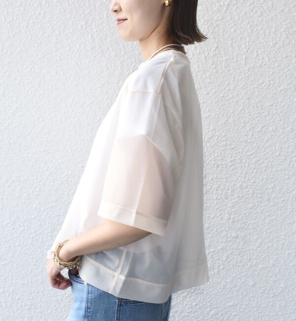 SHIPS for women「〈手洗い可能〉シアー トリコット ショート スリーブ プルオーバー」|Tシャツ・カットソー|