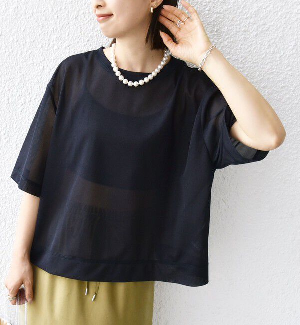 SHIPS for women「〈手洗い可能〉シアー トリコット ショート スリーブ プルオーバー」|Tシャツ・カットソー|