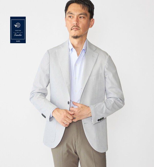 SHIPS「SHIPS:〈FUNCTION〉COOLMAX(R) シアサッカー シャツ ジャケット」|テーラードジャケット|ライトブルー