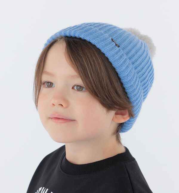 SHIPS KIDS「SHIPS KIDS:ポンポン ニット ワッチ」|ニット帽|ライトブルー