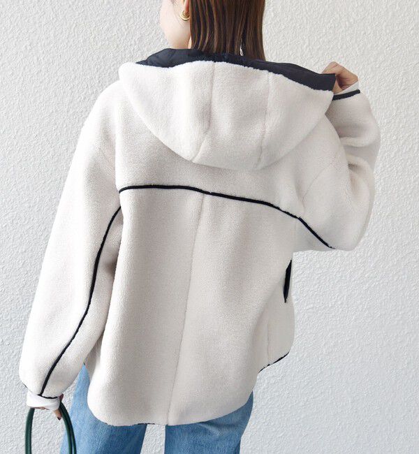 SHIPS for women「【WEB限定】ボア 配色 フード ブルゾン」|ブルゾン・スタジャン|