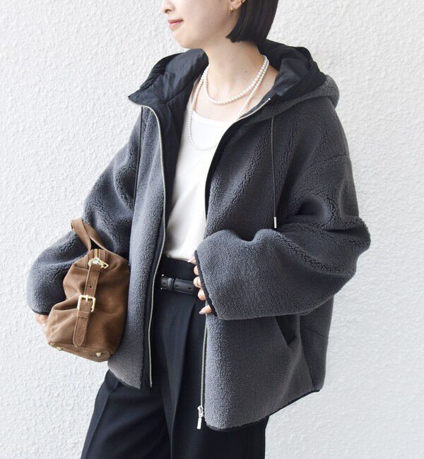 SHIPS for women「【WEB限定】ボア 配色 フード ブルゾン」|ブルゾン・スタジャン|