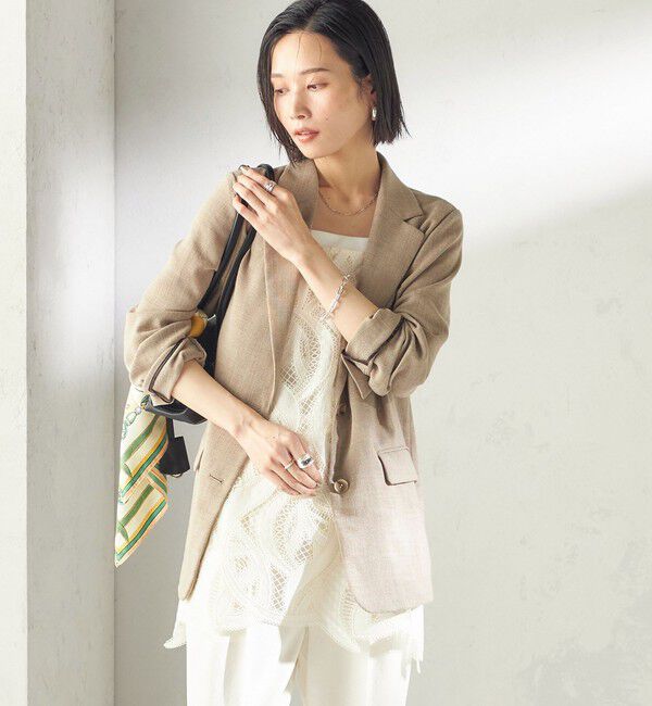 SHIPS for women「〈吸水速乾・手洗い可能〉麻調 ドンゴロス 2釦 ジャケット」|テーラードジャケット|