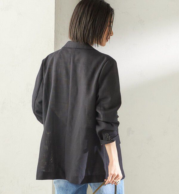 SHIPS for women「〈吸水速乾・手洗い可能〉麻調 ドンゴロス 2釦 ジャケット」|テーラードジャケット|