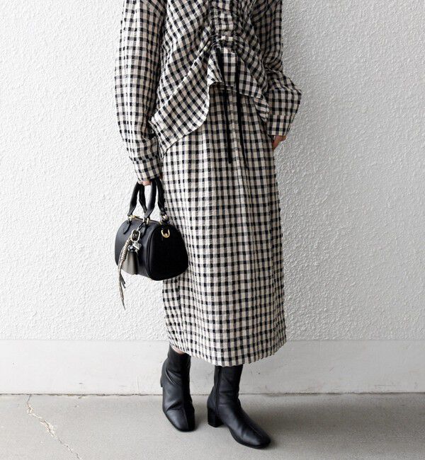 SHIPS any「SHIPS any:〈洗濯機可能〉ギンガムチェック サッカー タイト スカート」|スカート|