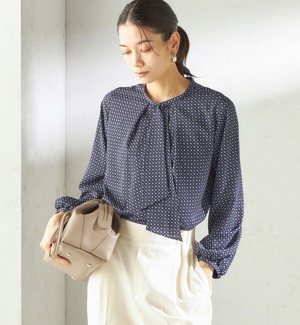 SHIPS for women「〈手洗い可能〉プリント タイ 長袖 ブラウス」|シャツ・ブラウス|