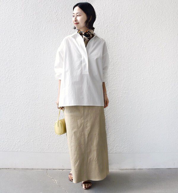 SHIPS for women「〈手洗い可能〉無地 / ストライプ サイド スリット スキッパー コットン シャツ」|シャツ・ブラウス|