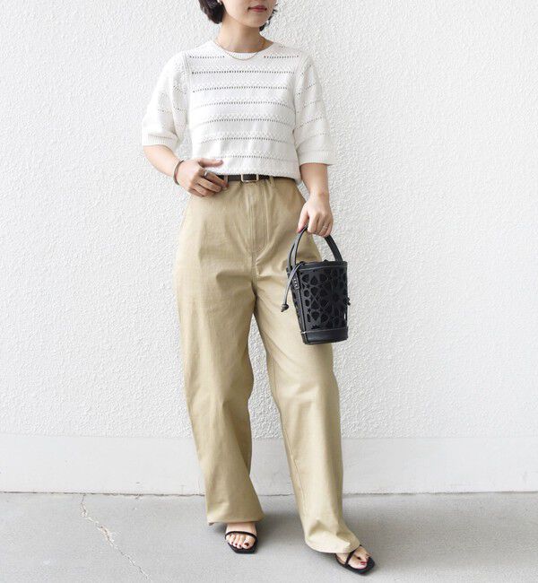 SHIPS for women「《予約》〈手洗い可能〉コットン レース柄 ショート スリーブ プルオーバー」|ニット・セーター|