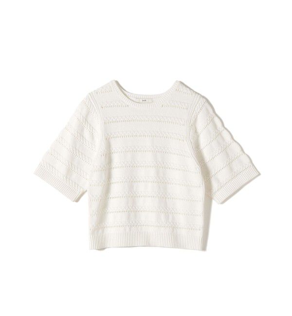 SHIPS for women「《予約》〈手洗い可能〉コットン レース柄 ショート スリーブ プルオーバー」|ニット・セーター|