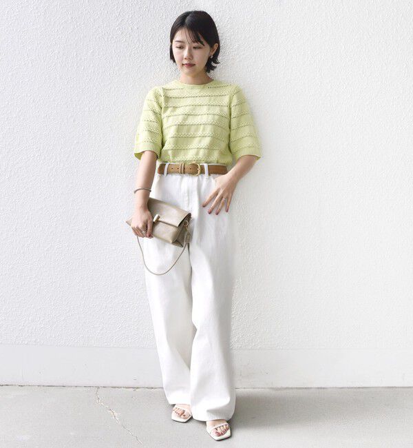 SHIPS for women「《予約》〈手洗い可能〉コットン レース柄 ショート スリーブ プルオーバー」|ニット・セーター|