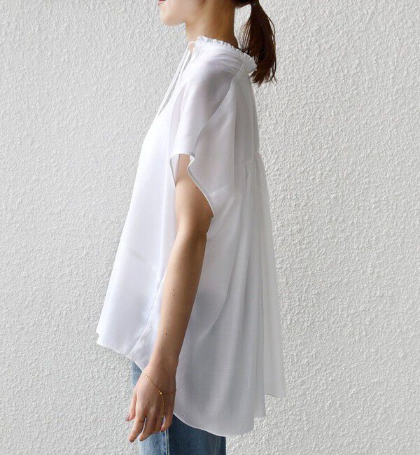 SHIPS for women「《予約》〈手洗い可能〉襟 フリル バック ギャザー ブラウス」|シャツ・ブラウス|