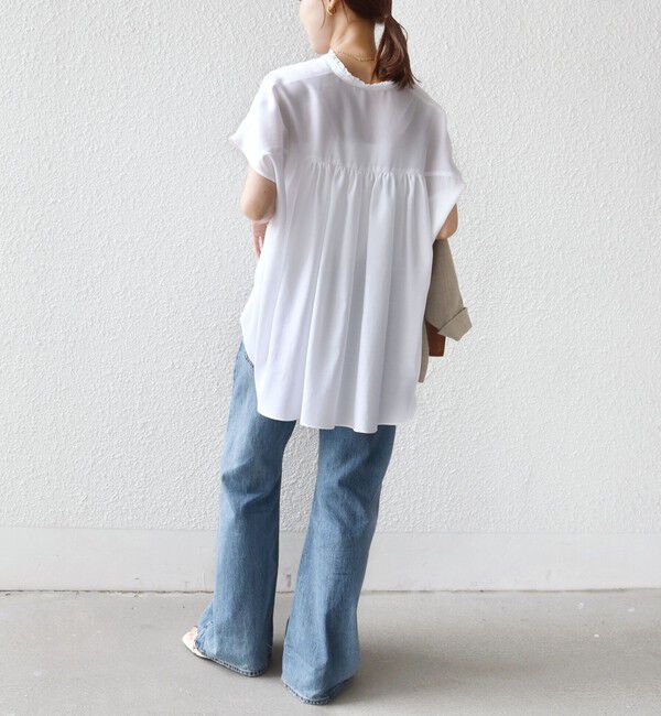 SHIPS for women「《予約》〈手洗い可能〉襟 フリル バック ギャザー ブラウス」|シャツ・ブラウス|