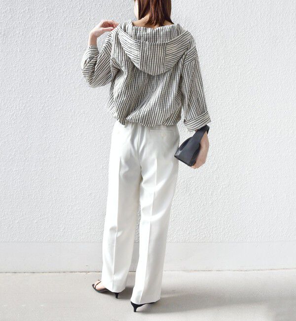 SHIPS for women「《予約》【WEB限定】〈手洗い可能〉ストライプ フード 羽織り シャツ」|シャツ・ブラウス|