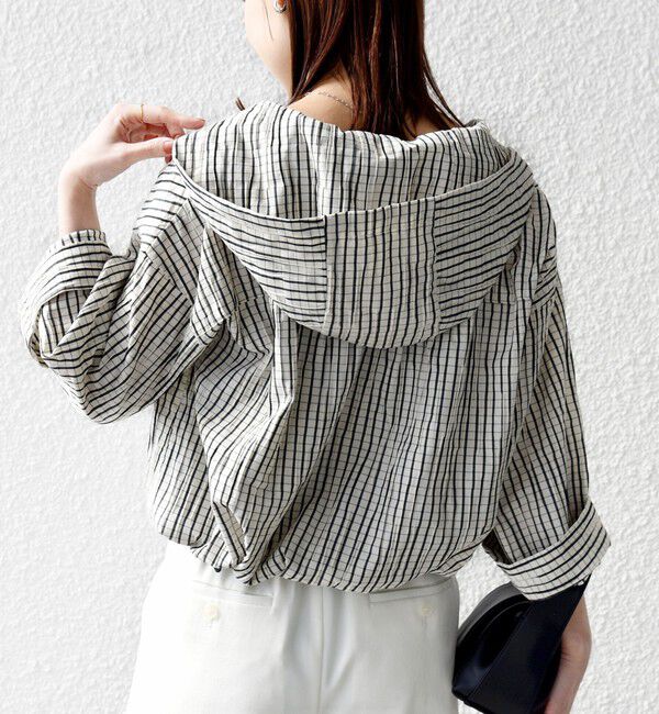 SHIPS for women「《予約》【WEB限定】〈手洗い可能〉ストライプ フード 羽織り シャツ」|シャツ・ブラウス|