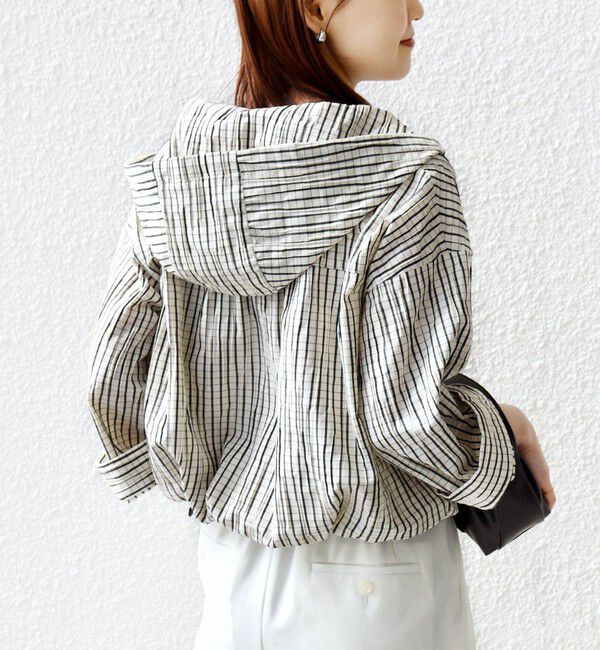 SHIPS for women「《予約》【WEB限定】〈手洗い可能〉ストライプ フード 羽織り シャツ」|シャツ・ブラウス|