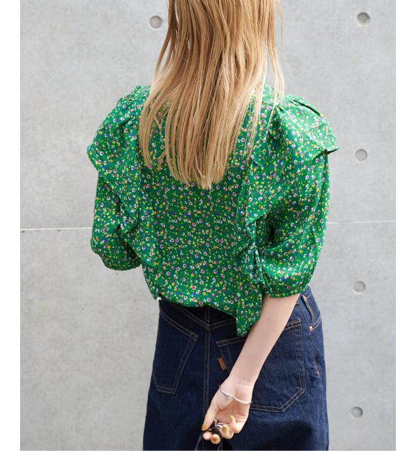 OUTDOOR PRODUCTS Usual Things「フラワープリント五分袖フリルブラウス」|シャツ・ブラウス|