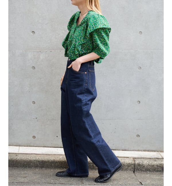 OUTDOOR PRODUCTS Usual Things「フラワープリント五分袖フリルブラウス」|シャツ・ブラウス|