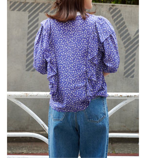 OUTDOOR PRODUCTS Usual Things「フラワープリント五分袖フリルブラウス」|シャツ・ブラウス|