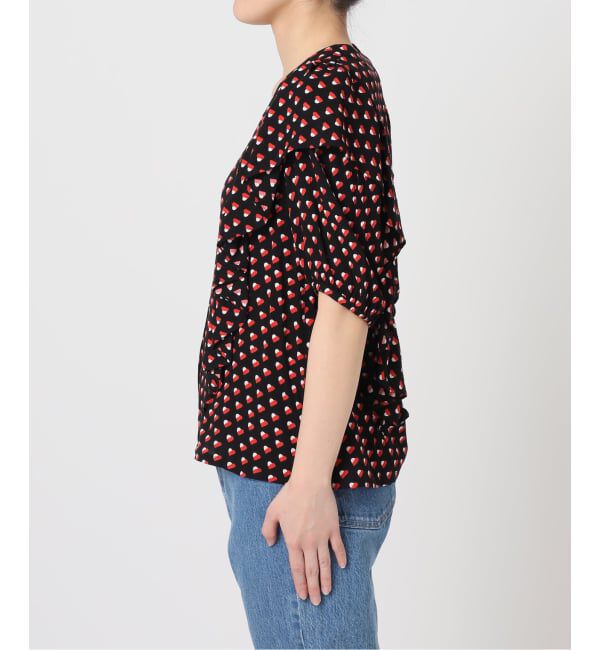 OUTDOOR PRODUCTS Usual Things「フラワープリント五分袖フリルブラウス」|シャツ・ブラウス|