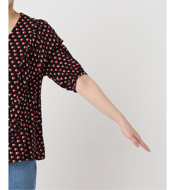 OUTDOOR PRODUCTS Usual Things「フラワープリント五分袖フリルブラウス」|シャツ・ブラウス|