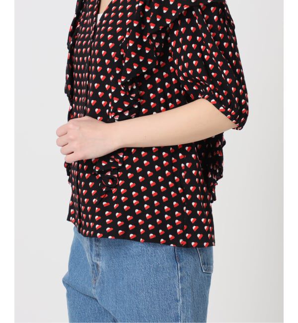 OUTDOOR PRODUCTS Usual Things「フラワープリント五分袖フリルブラウス」|シャツ・ブラウス|