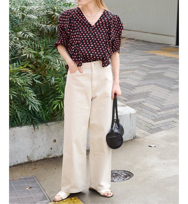 OUTDOOR PRODUCTS Usual Things「フラワープリント五分袖フリルブラウス」|シャツ・ブラウス|