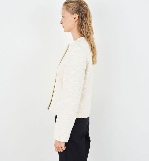 DES PRES「コットンブークレー クルーネックジャケット」|ノーカラージャケット|