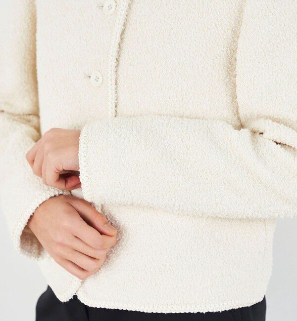 DES PRES「コットンブークレー クルーネックジャケット」|ノーカラージャケット|