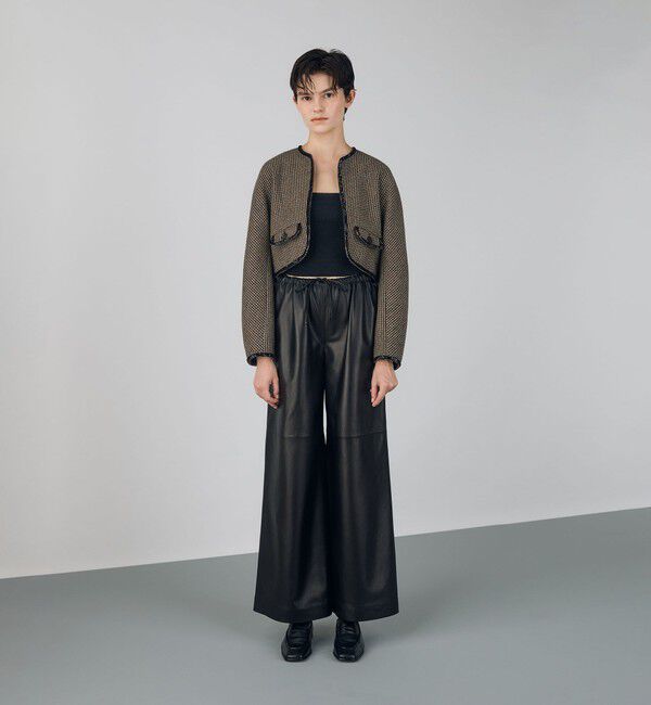 DES PRES「ブリティッシュツイード ショートジャケット」|ノーカラージャケット|