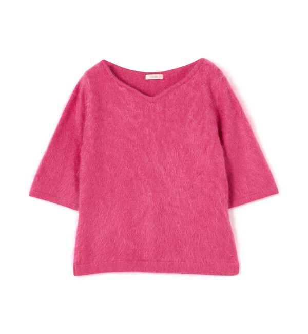 DES PRES「ピュアカシミヤファー Vネックプルオーバー」|ニット・セーター|33 ピンク