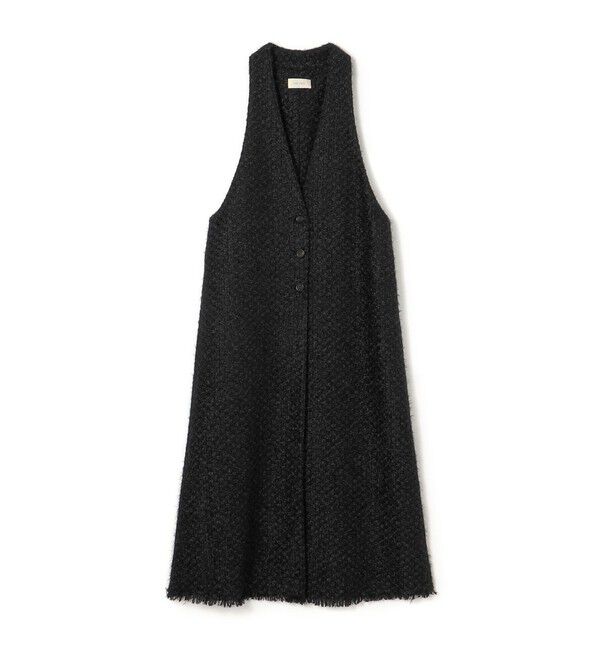 DES PRES「ヘアリーループツイード ロングジレ」|テーラードジャケット|19 ブラック