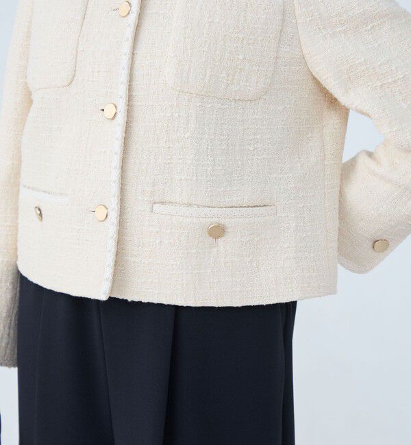 Ballsey「スラブコットンツイード Vクルーネックジャケット」|ノーカラージャケット|